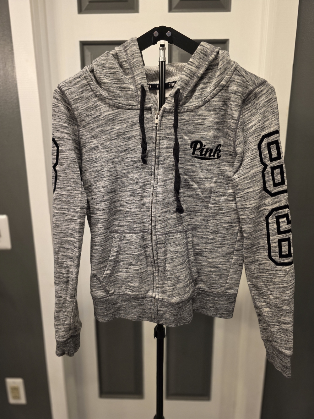 PINK Victoria's Secret Heather Gray Zip-Up Hoodie Jacket